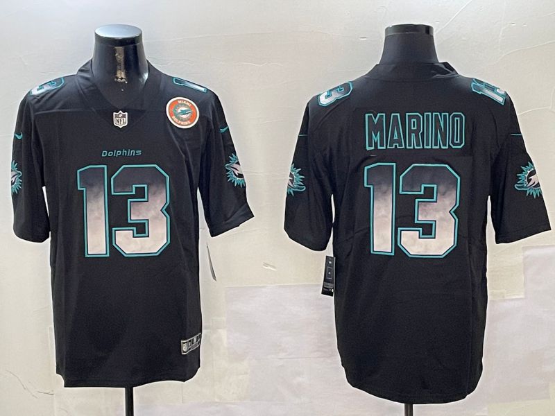Men Miami Dolphins #13 Marino Black Nike Smoke Fashion 2024 Limited NFL Jersey style 1->baltimore ravens->NFL Jersey